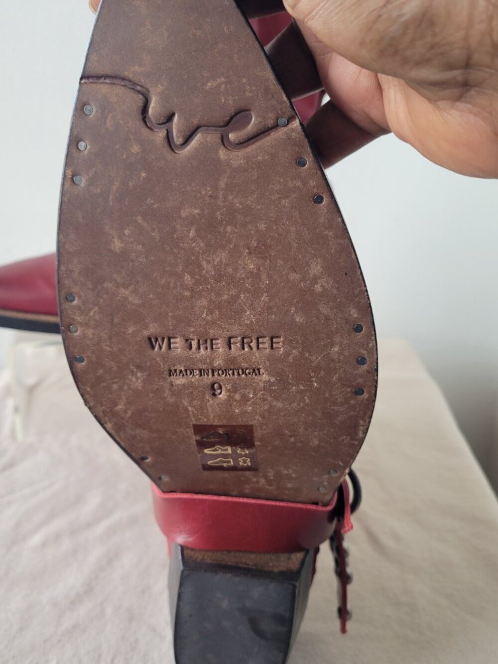 Free People We The Free Axel Studded Harness Leather Boots Red Size 9 NWOB - Picture 8 of 15